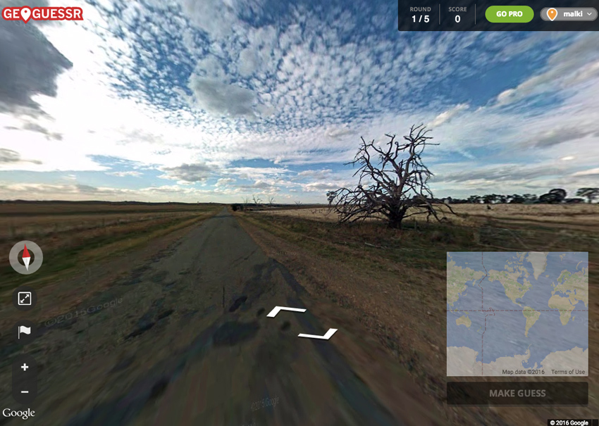 Google Street View Location Guessing Game 
